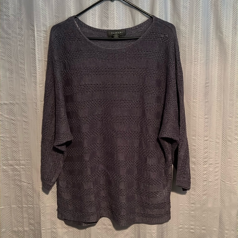 Tahari Crochet Sheer Sweater